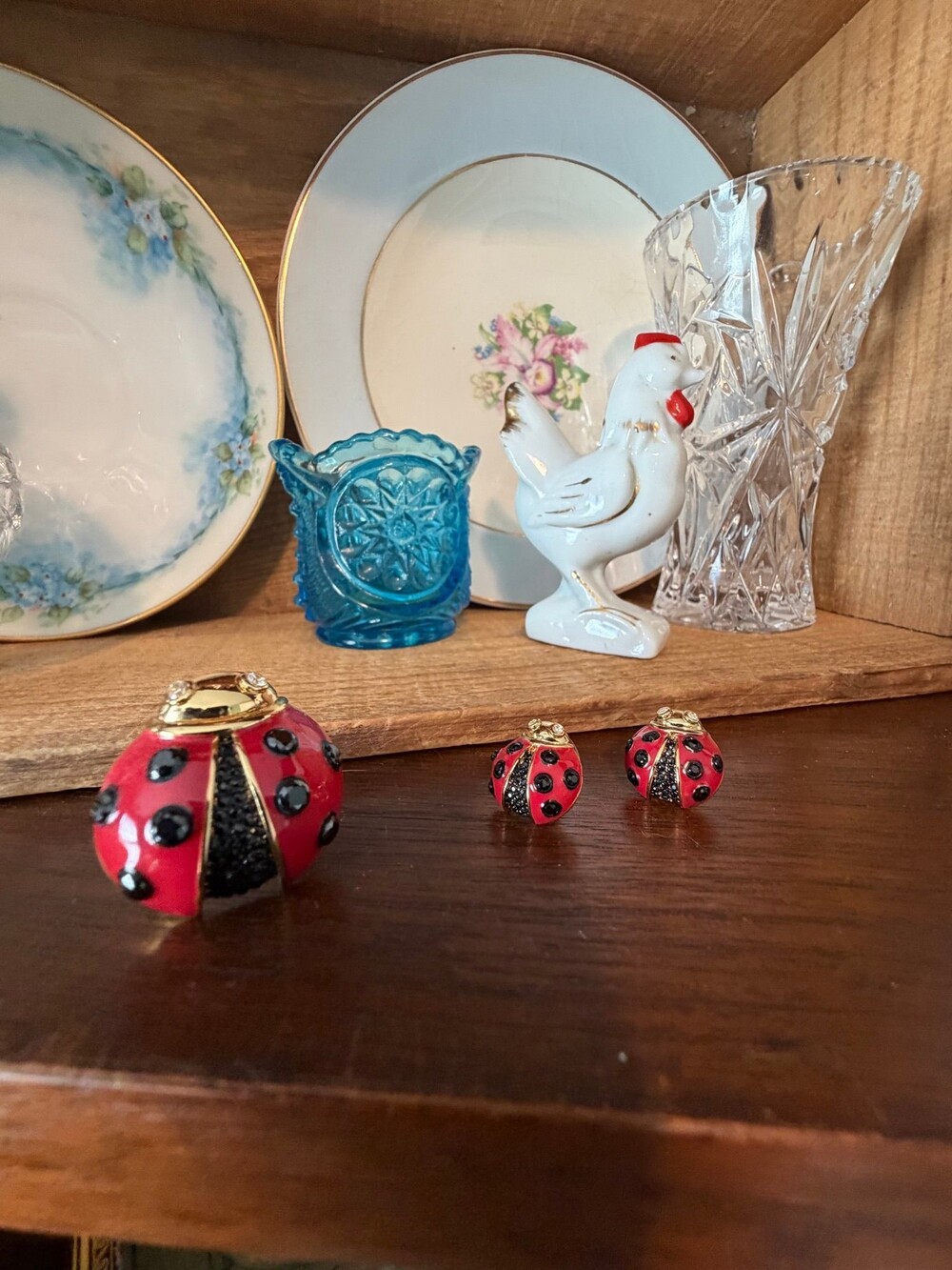 Kate Spade lady bug ring and earrings